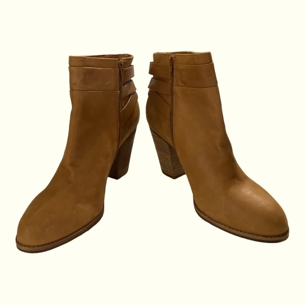 Gianni Bini wedge brown leather strappy wedge boots Size 12M